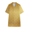 Gold Chinese Pattern Print Cotton Hawaiian Shirt