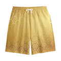 Gold Chinese Pattern Print Cotton Shorts