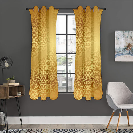 Gold Chinese Pattern Print Curtain
