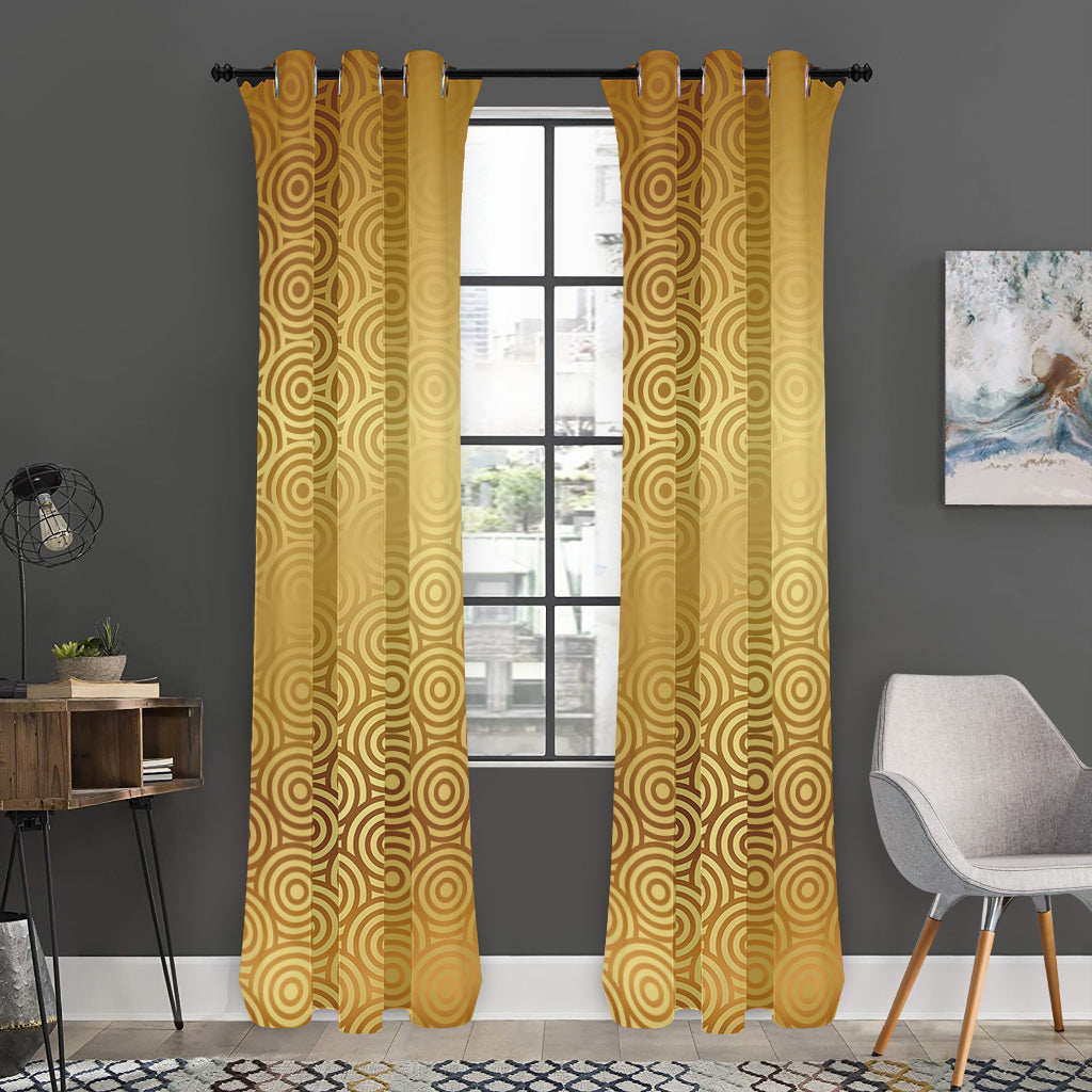 Gold Chinese Pattern Print Curtain