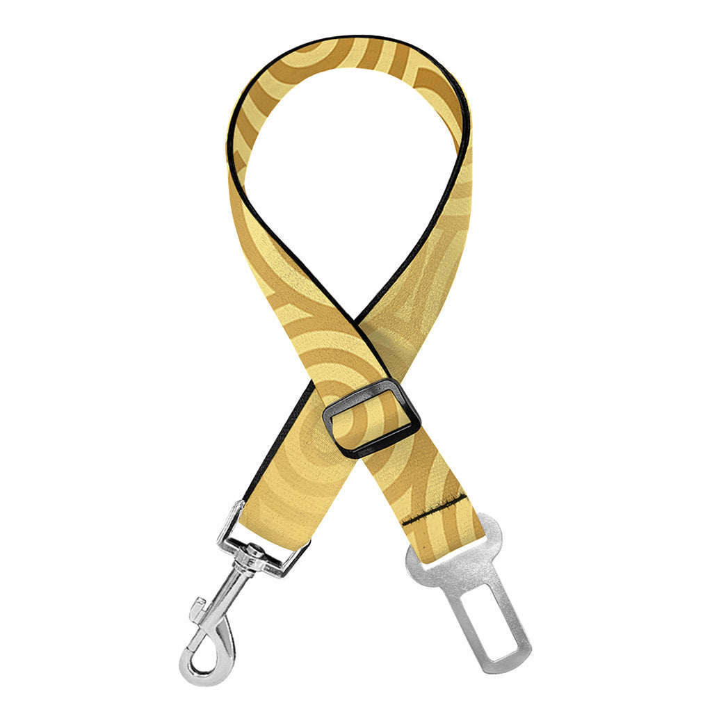Gold Chinese Pattern Print Dog Seat Belt