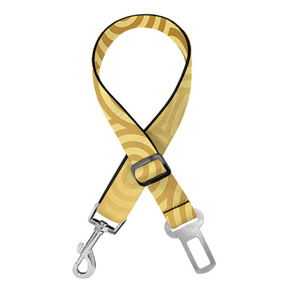 Gold Chinese Pattern Print Dog Seat Belt