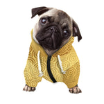 Gold Chinese Pattern Print Dog Zip Up Hoodie