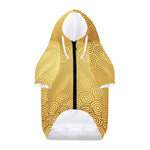 Gold Chinese Pattern Print Dog Zip Up Hoodie