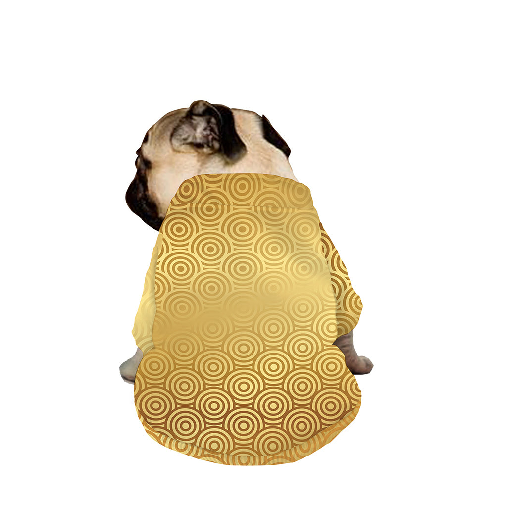 Gold Chinese Pattern Print Dog Zip Up Jacket