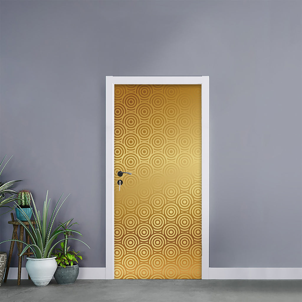 Gold Chinese Pattern Print Door Sticker