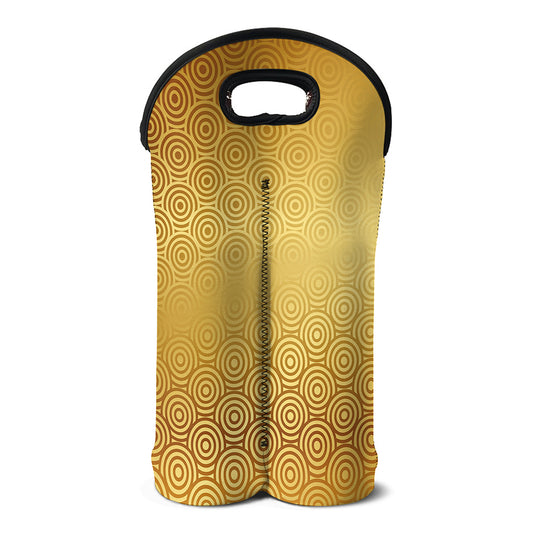 Gold Chinese Pattern Print Double Neoprene Wine Tote