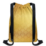 Gold Chinese Pattern Print Drawstring Backpack