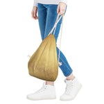 Gold Chinese Pattern Print Drawstring Bag
