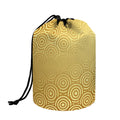 Gold Chinese Pattern Print Drawstring Makeup Bag