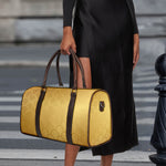 Gold Chinese Pattern Print Duffle Bag