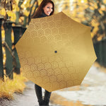 Gold Chinese Pattern Print Foldable Umbrella