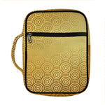 Gold Chinese Pattern Print Front Pocket Bible Bag