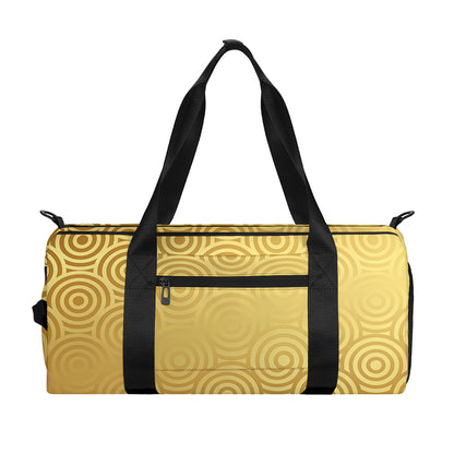 Gold Chinese Pattern Print Gym Bag