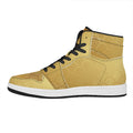 Gold Chinese Pattern Print High Top Leather Sneakers