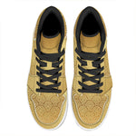 Gold Chinese Pattern Print High Top Leather Sneakers