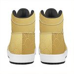 Gold Chinese Pattern Print High Top Leather Sneakers