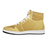 Gold Chinese Pattern Print High Top Leather Sneakers