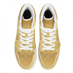 Gold Chinese Pattern Print High Top Leather Sneakers