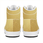Gold Chinese Pattern Print High Top Leather Sneakers