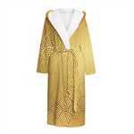 Gold Chinese Pattern Print Hooded Bathrobe