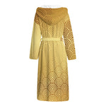 Gold Chinese Pattern Print Hooded Bathrobe