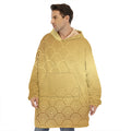Gold Chinese Pattern Print Hoodie Blanket