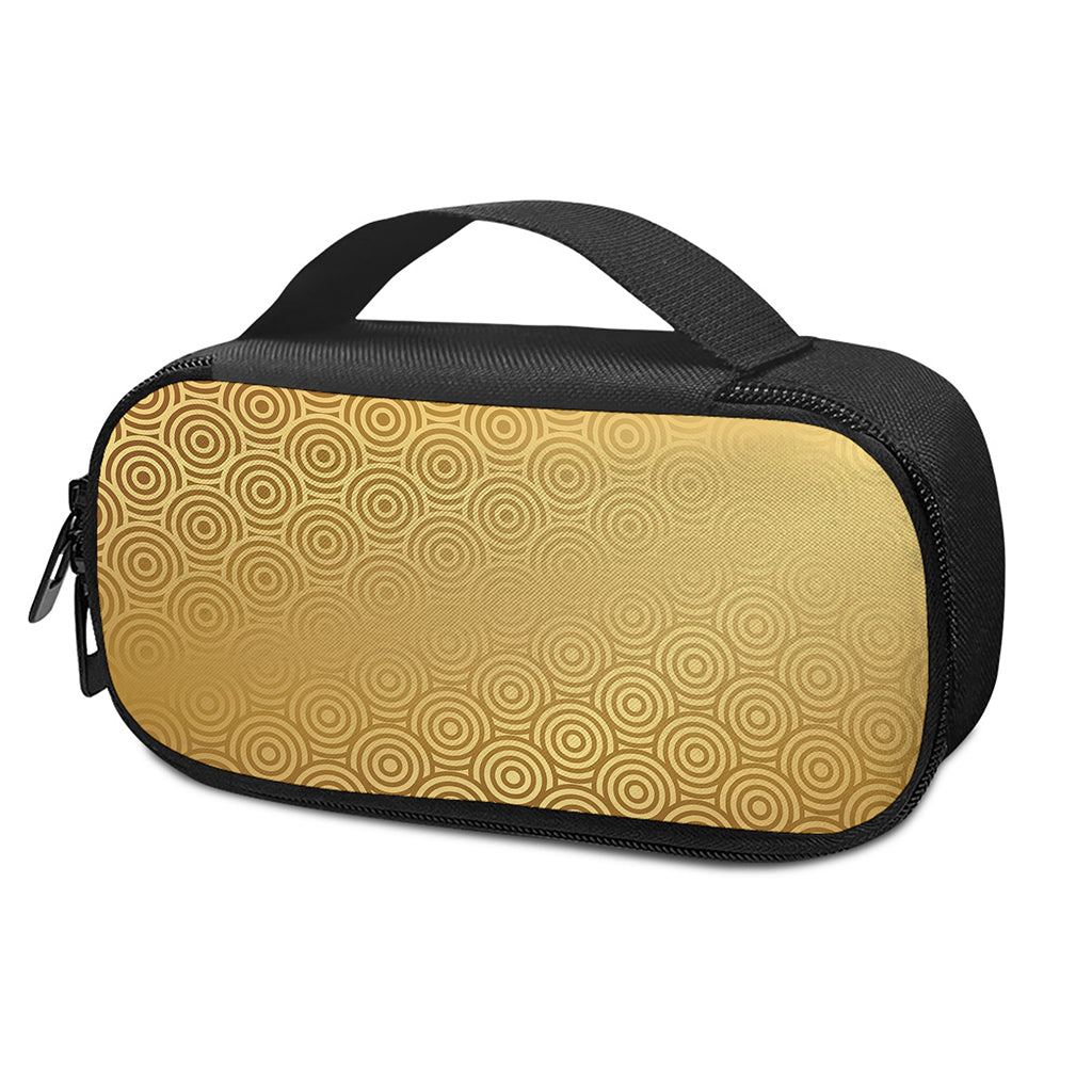 Gold Chinese Pattern Print Insulin Cooler Travel Case