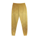 Gold Chinese Pattern Print Jogger Pants