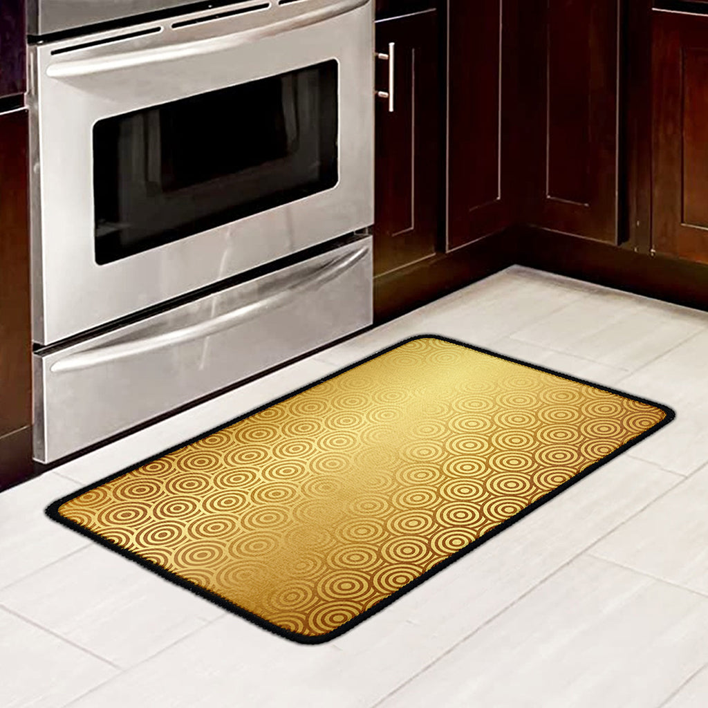 Gold Chinese Pattern Print Kitchen Mat