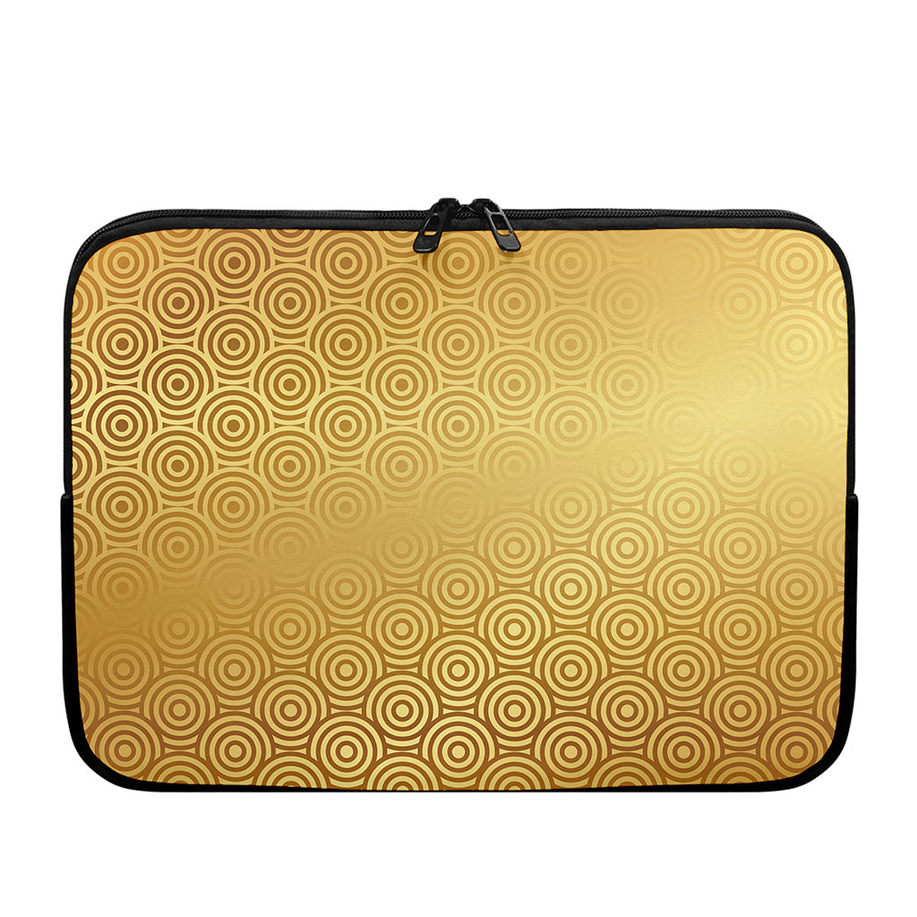 Gold Chinese Pattern Print Laptop Sleeve