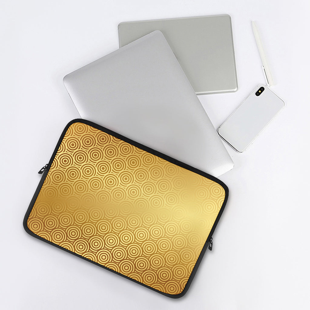 Gold Chinese Pattern Print Laptop Sleeve