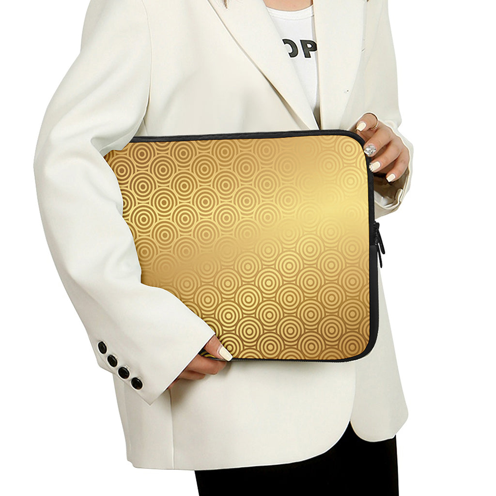 Gold Chinese Pattern Print Laptop Sleeve