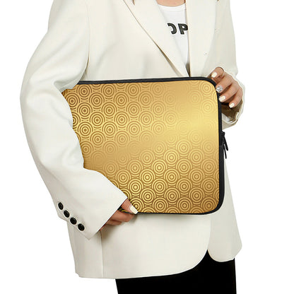 Gold Chinese Pattern Print Laptop Sleeve