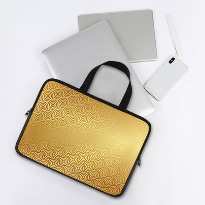 Gold Chinese Pattern Print Laptop Sleeve With Handle
