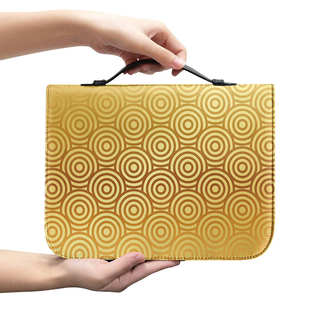Gold Chinese Pattern Print Leather Bible Cover