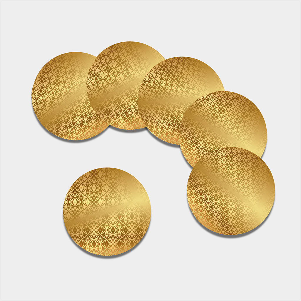 Gold Chinese Pattern Print Leather Coaster Set
