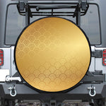 Gold Chinese Pattern Print Leather Spare Tire Cover