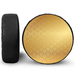Gold Chinese Pattern Print Leather Spare Tire Cover