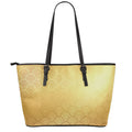 Gold Chinese Pattern Print Leather Tote Bag With Zipper