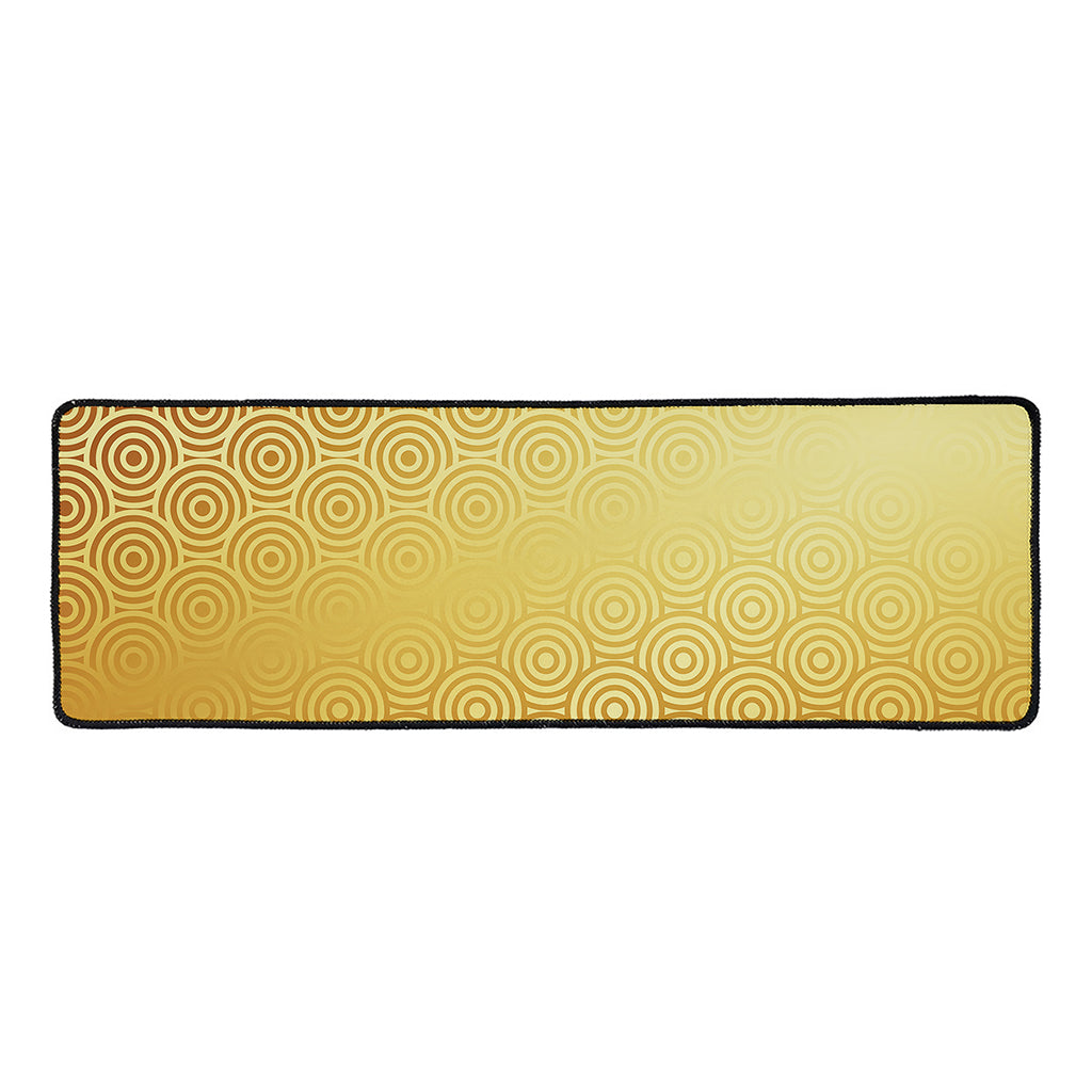 Gold Chinese Pattern Print Long Kitchen Mat