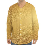 Gold Chinese Pattern Print Long Sleeve Baseball Jersey