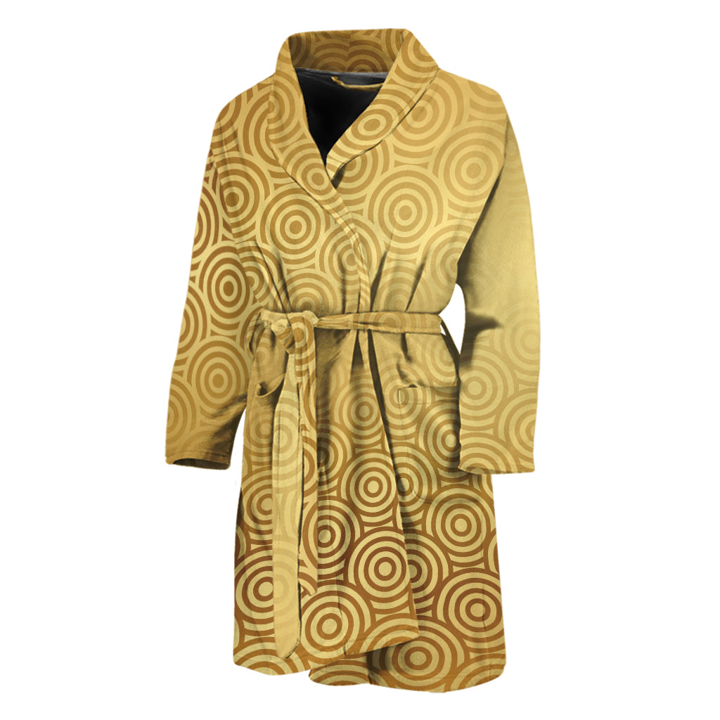 Gold Chinese Pattern Print Men's Bathrobe