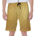 Gold Chinese Pattern Print Men's Beach Shorts