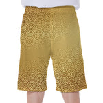 Gold Chinese Pattern Print Men's Beach Shorts