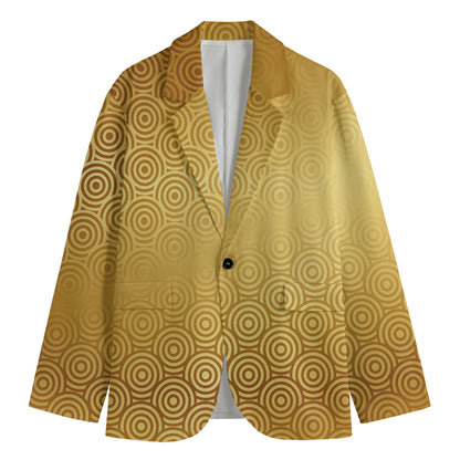 Gold Chinese Pattern Print Men's Blazer