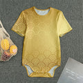 Gold Chinese Pattern Print Men's Bodysuit