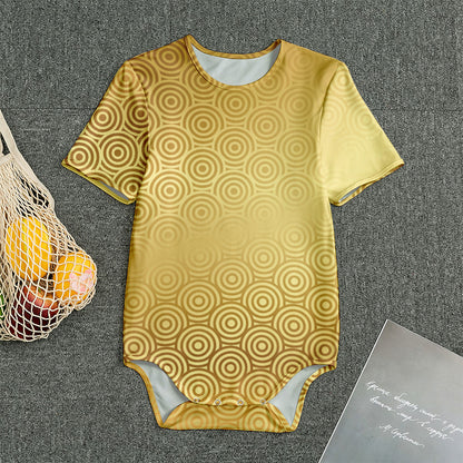 Gold Chinese Pattern Print Men's Bodysuit