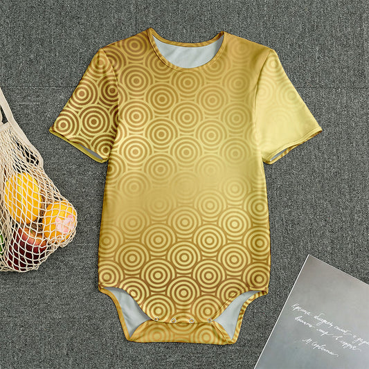 Gold Chinese Pattern Print Men's Bodysuit