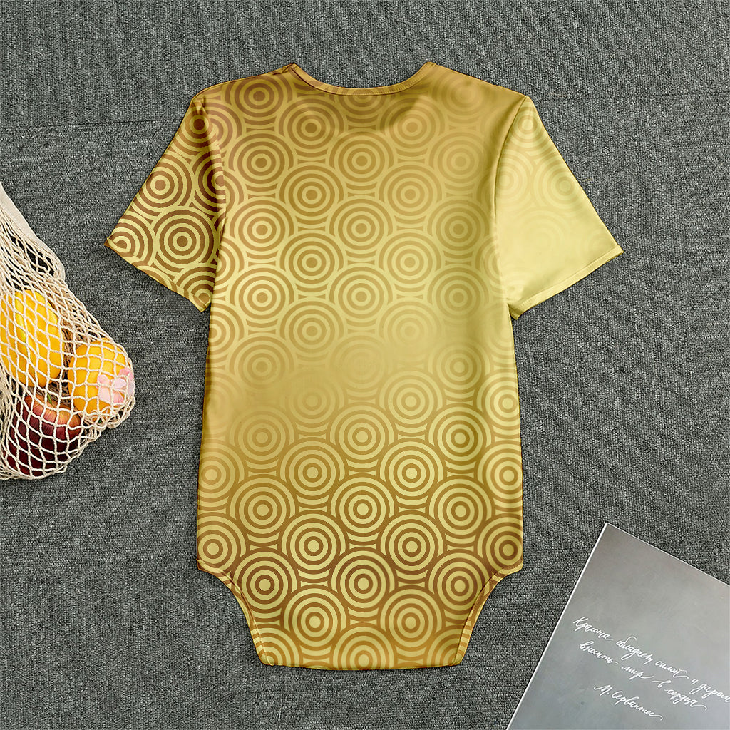 Gold Chinese Pattern Print Men's Bodysuit